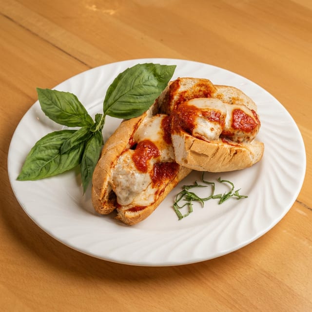 Meatball parmigiana sub.