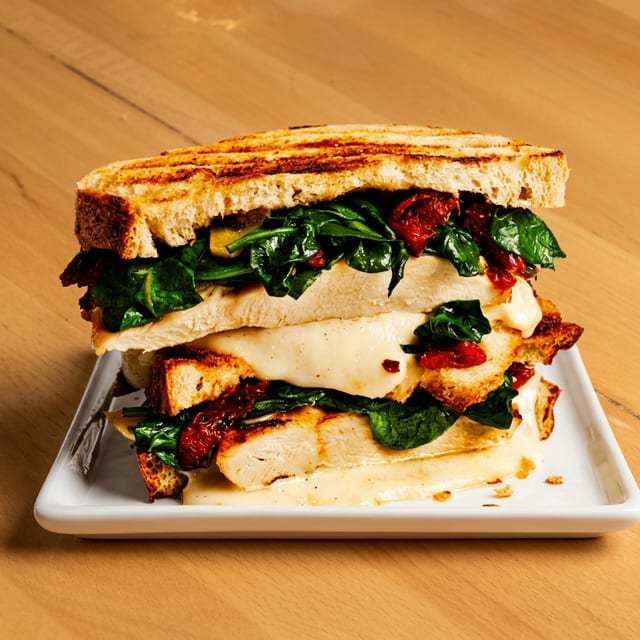 Grilled chicken and spinach panini.