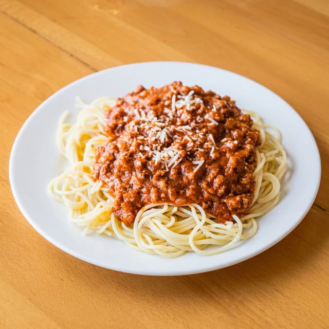 Spaghetti with meat sauce.